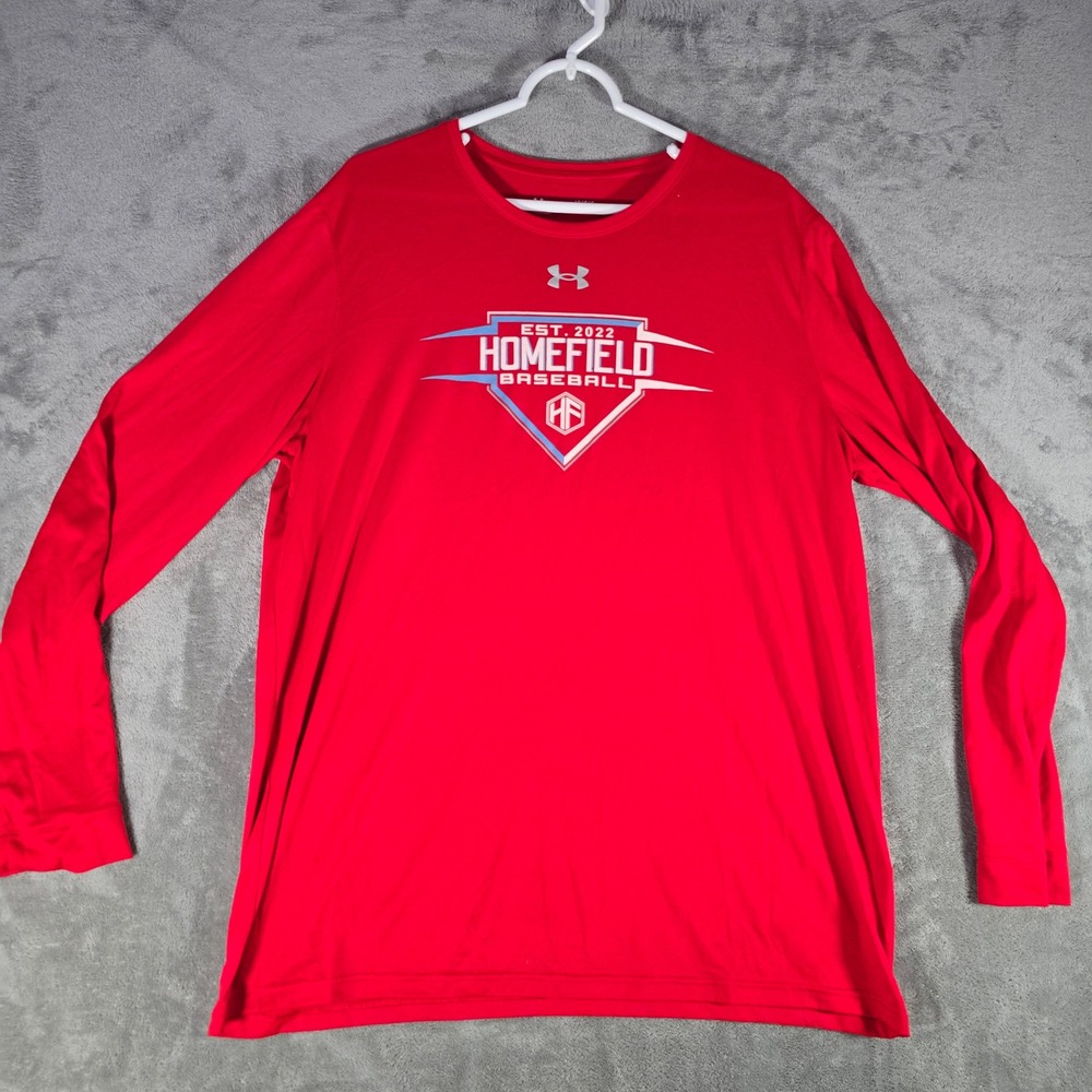 Under Armour Long‎ Sleeve Homefield Baseball Shirt Athletic Red Large